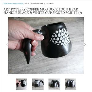Black & White Duck Head Handle Ceramic Coffee Mug